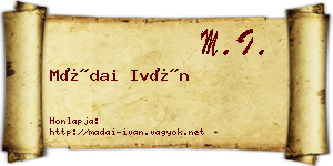 Mádai Iván névjegykártya